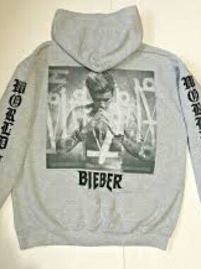 Justin Bieber Purpose Tour Hoodie – Grey – World Tour Merch – Size Small